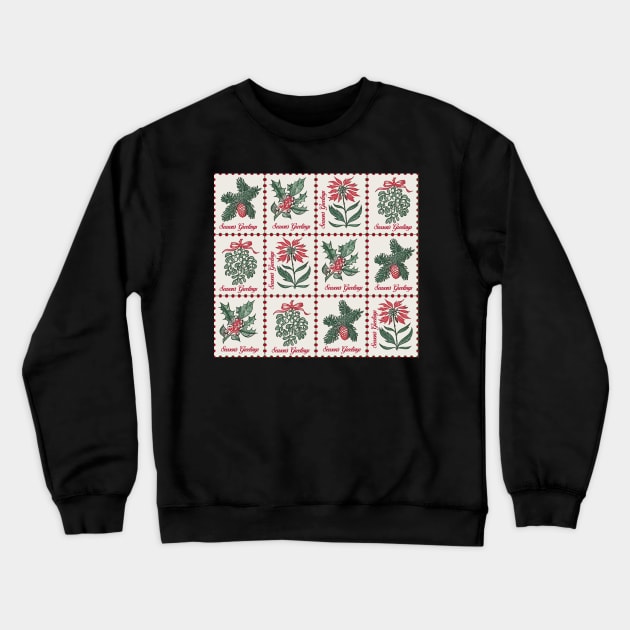 Vintage Christmas Postage Crewneck Sweatshirt by implexity